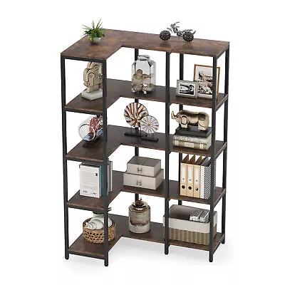 Tribesigns 5-Shelf Corner Bookshelf With Metal Frame L-Shaped Corner Bookcase • $191.34