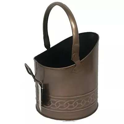 £19.99 • Buy Fireside Coal Bucket Coal Hod Shuttle Copper Log Fireplace Wood Ash Storage