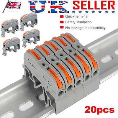 £11.88 • Buy 20Pcs Wiring Terminal Universal Din Rail Compact Mini Push-in Connectors Blocks