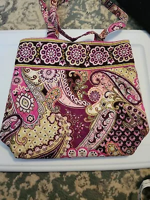 Vera Bradley Very Berry Paisley Vera Large Toggle Tote Bag Pink Purple Green • $24.99