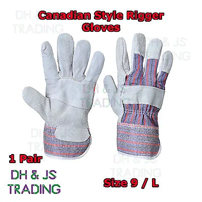 Gardening Gloves Heavy Duty Rigger Work Safety Gauntlet 1 Pair Canadian Leather • £4.99