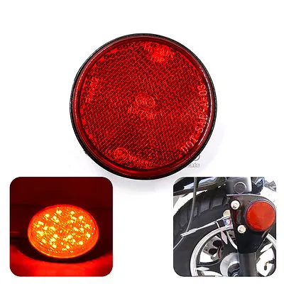 1x  Round Red LED Reflectors Tail Brake Stop Light Motorcycle Truck Trailer Car • $3.99