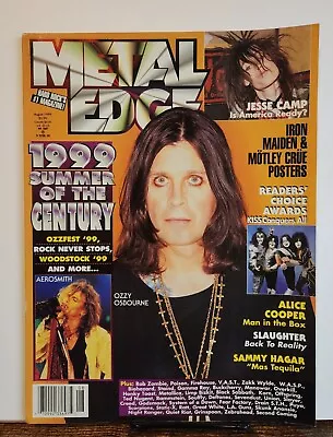 Metal Edge Magazine August 1999 Ozzy Aerosmith Iron Maiden Motley Crue • $13.99
