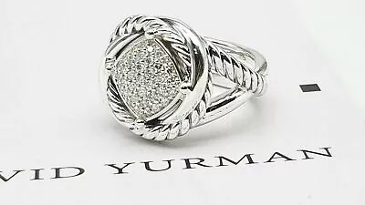 David Yurman 7mm Infinity Pave Diamond Silver Ring Size 7 • $399