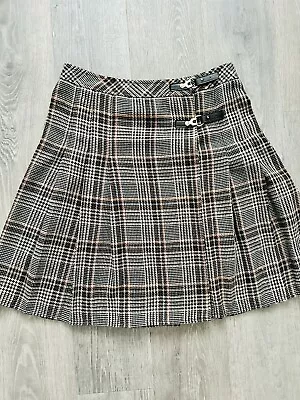 £4 • Buy Next Brown Dog Tooth Kilt Skirt Size 12