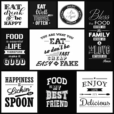 Black And White Kitchen Quotes Collage Canvas Wall Art Picture Print • £17.49