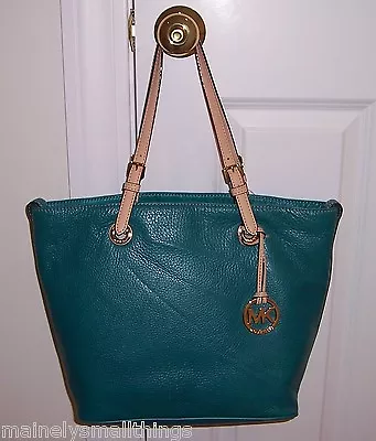 New With Defects Michael Kors Large Grab Bag Convert Tote Bag Leather TURQUOISE  • $178