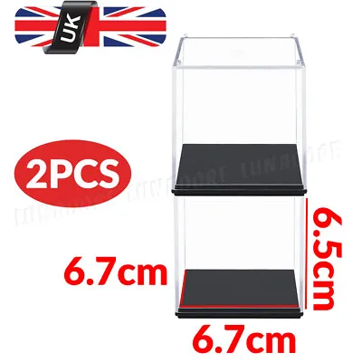 2PCS Small 6.7cm Acrylic Display Case Clear Perspex Box Dustproof Action Figures • £11.19