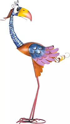 Metal Garden Bird Statue Standing Animal Backyard Ornaments Outdoor Sculpture Fo • $71.99