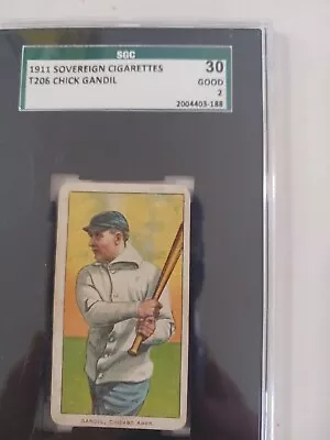 1909-11 T206  Chick Gandil Black Sox Rare Sovereign  Back Graded SGC 2 GOOD • $385