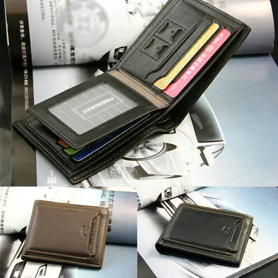 Men's Bifold Leather ID Credit Card Holder Pocket Money Purse Clutch Wallet • $7.19