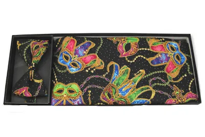 Men's Mardi Gras Masks Bow Tie And Cummerbund Set • $95