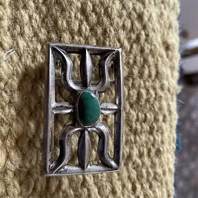 Vintage Navajo Silver Turquoise Belt Buckle By Felix Joe Signed  • $145