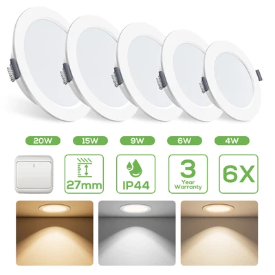 £25.87 • Buy ∅75-205mm LED Recessed Ceiling Light Panel Ultra Slim Downlights 3-Colors IP44