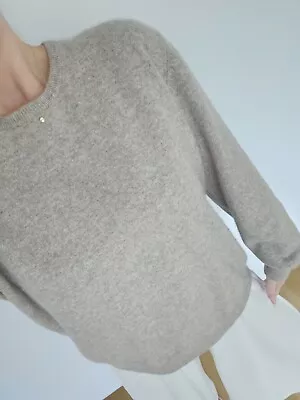 M&S 100% Pure Cashmere Sweater Jumper Knit Size 14 Xl Beige Grey Mushroom • £18.90