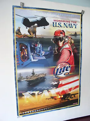 2003 Miller Lite Honoring The U S Navy Beer Poster N O S 20 X 28 In • $15