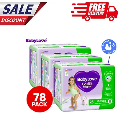 $70 • Buy New BabyLove Cosifit Nappies, Size 6 (15-25kg), 78 Nappies (26 Pack)