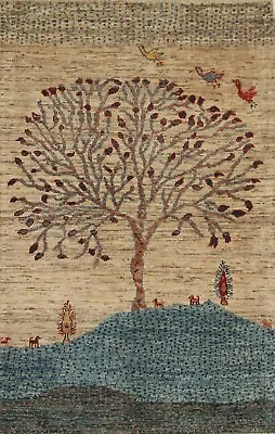 $315.92 • Buy 3 X 4 Ft Gray Tree Of Life Gabbeh Afghan Hand Knotted Tribal Landscape Area Rug