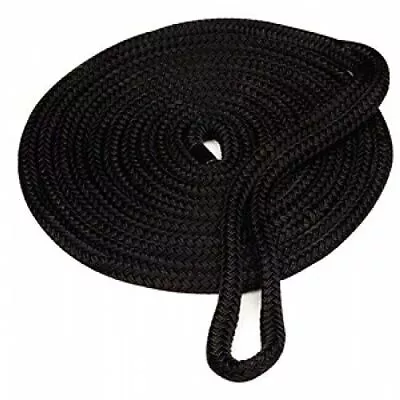 1 Pack 5/8In 25FT Boat Double Braid Nylon Dockline Dock Line Mooring Rope Black • $19.99