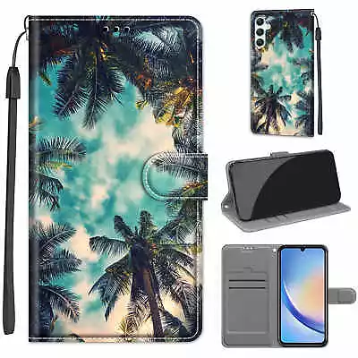 For Various Phone Case Magnetic Leather Card Slots Wallet Coconut Trees Covers • $3.98