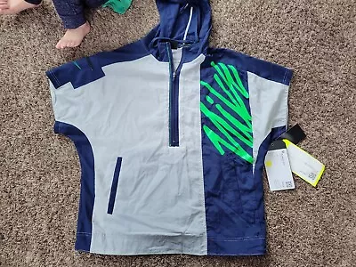 New Nike Men’s Short Sleeve 1/2 Zip Training Grey Hoodie Jacket Sz M CJ4627-077 • $40