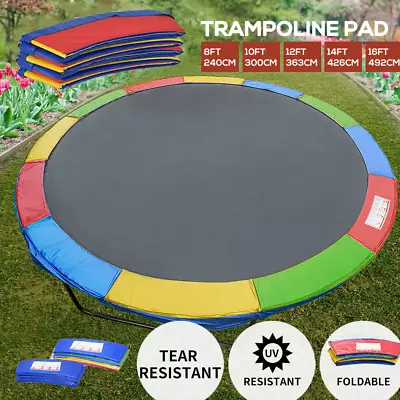 8/10/12/14FT Trampoline Round Trampolines Basketball Set Safety Net Pad • $34.99