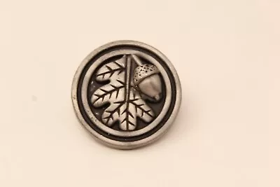 BFD Betsy Fields Designs PEWTER Acorn Oak Leaf Round 1-1/8  Lapel Pin • $16