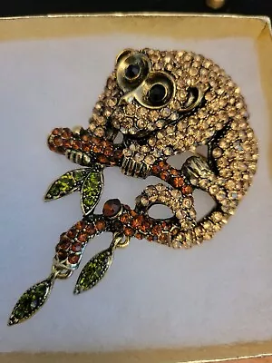 Vintage Large Rhinestone Monkey Brooch Pin Opc  Cn Qvc 1990s  • $50