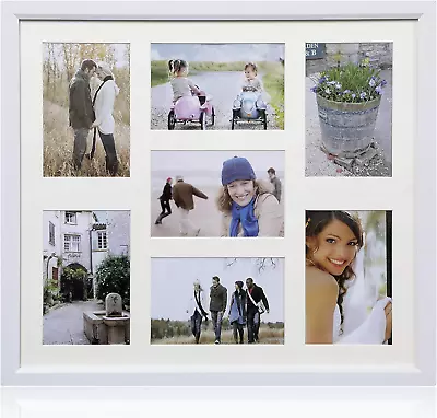 MDF Multi Aperture Photo Collage Frame For 7 Photos 3 X 6X 4 Nd 4 X 4X 6Photos  • £21.58