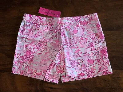 Lilly Pulitzer SMALL Peony Pink SEASIDE SCENE OCEAN VIEW SHORTS Pull-On 5  NWT • $67.50