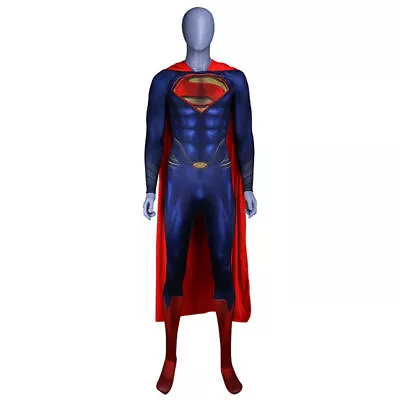 Superman Man Of Steel Clark KentOutfit Jumpsuit Costume Cosplay Halloween-AdultЙ • $61.63