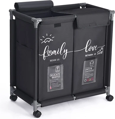 $53.94 • Buy Laundry Sorter Cart With Lid, 110L 2 Sections Oxford Cloth Laundry Hamper On Whe
