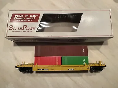 Right Of Way 3-rail Ttx Double Stack Car W/ Glued Intermodal Containers O Scale • $59.99