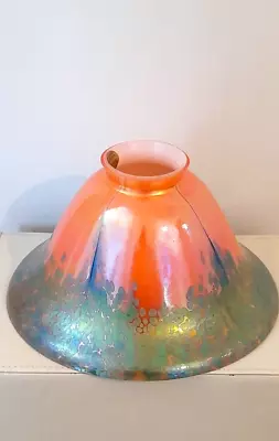 £40 • Buy Heron Glass Light / Lamp Shade - Orange And Green- Iridescent - Hand Blown In UK