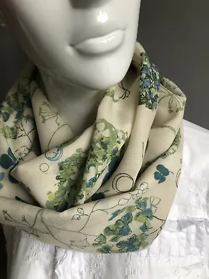 Infinity Circle Scarf Double Loop Liberty Varuna Wool Hydrangea  Green Handmade • £19.99