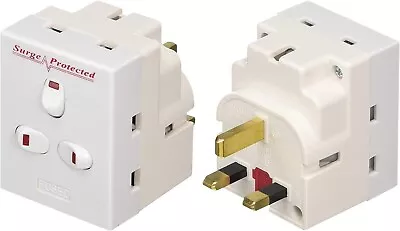 Triple 3 Way Adapter Neon Socket Mains Switched 13A Splitter Surged UK Plug K3 • £7.99