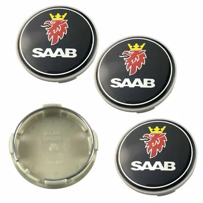 4x 63mm 2.5  Black Wheel Center Caps Logo Emblem Badge Hub Caps Rim Cap Fit SAAB • $25.99