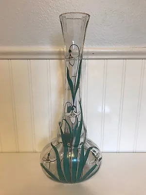 Antique French Art Glass Possibly Mont Joye Legras Vase W/ Enamel Flowers • $395