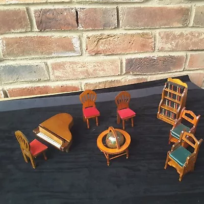 Vintage Dolls House Furniture Bedroom  Library Music  Piano Room Set • $24.83