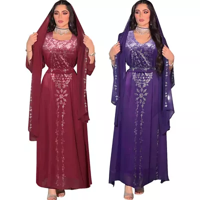 Evening Party Women Long Dress Abaya Elegant Prom Kaftan Abaya Muslim Gown Ball • £11.99