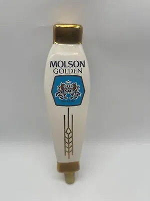 Vintage Molson Golden Canadian Beer Tap Handle Knob 9” 3 Sided Porcelain • $22.88