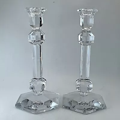 $160.21 • Buy 2 Val St Lambert Gardenia Crystal Single Light Candlesticks 9 3/8
