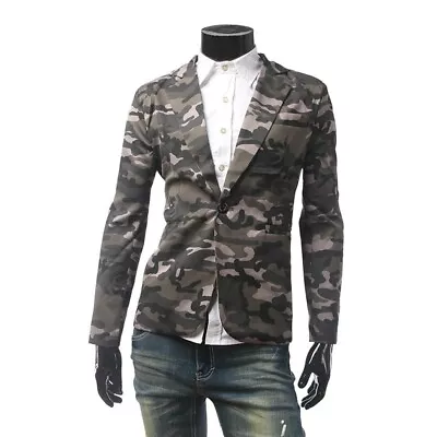 2023 New Men's One Button Slim Fitting Camouflage Jacket Long Sleeved Outdoor • $37.93