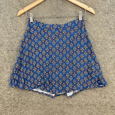 Tigerlily Skirt Womens 8 Blue Floral A-Line Rayon Short Length 10211 • $24.95