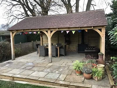 Oak Gazebo  5m X 3m Car Port Frame (no Tiles) • £4250