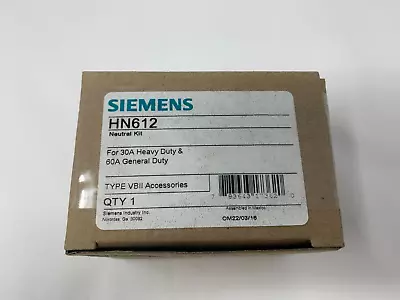 Siemens HN612 30A 600V Safety Switch Neutral Kit For 30A Heavy & 60A General • $32.67