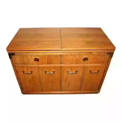 Vintage Thomasville Furniture Buffet Bar Extendable Wings FlipTop Server Cabinet • $399