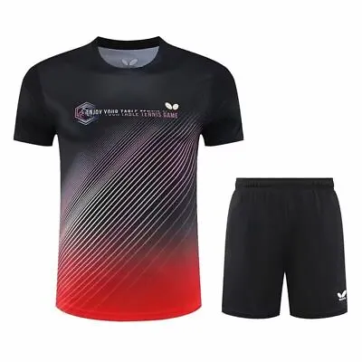 2023 New Men's Badminton Set T-Shirts+Shorts Table Tennis Tops Sport Clothes • £22.79