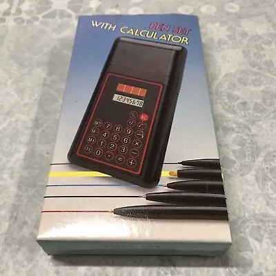 Pocket Solar Calculator With Mechanical Pencil Highlighter Pen 2 Markers In Box • $15