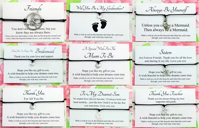 £1.80 • Buy Handmade Friendship Wish Bracelet For Family Teacher Inspirational Gift Bags
